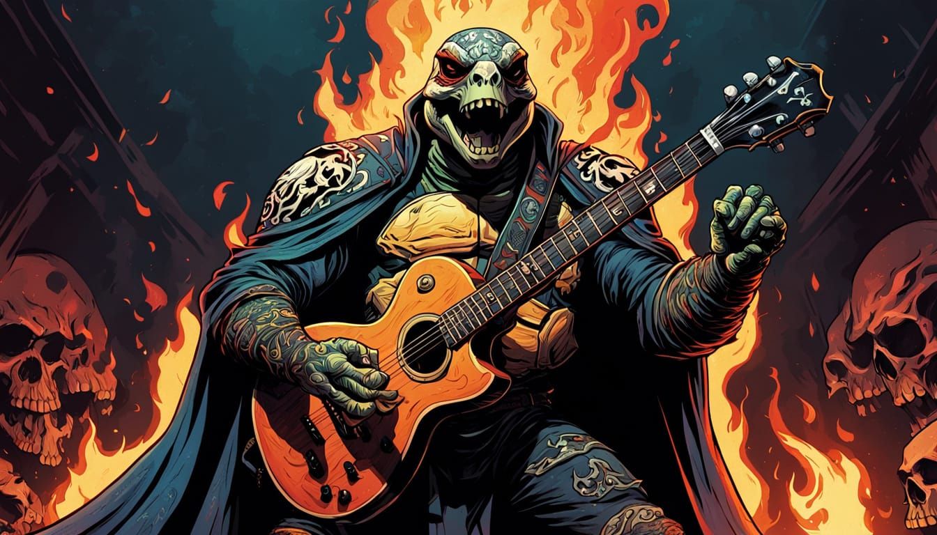 Turtle Rock Star Sings on Flaming Skull Stage
