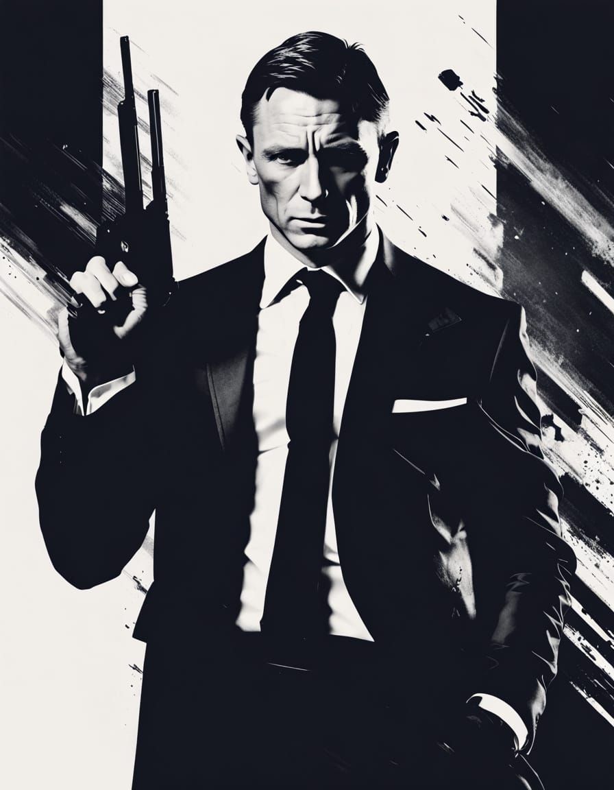 Sleek Modern Secret Agent in High-Contrast Photography Style