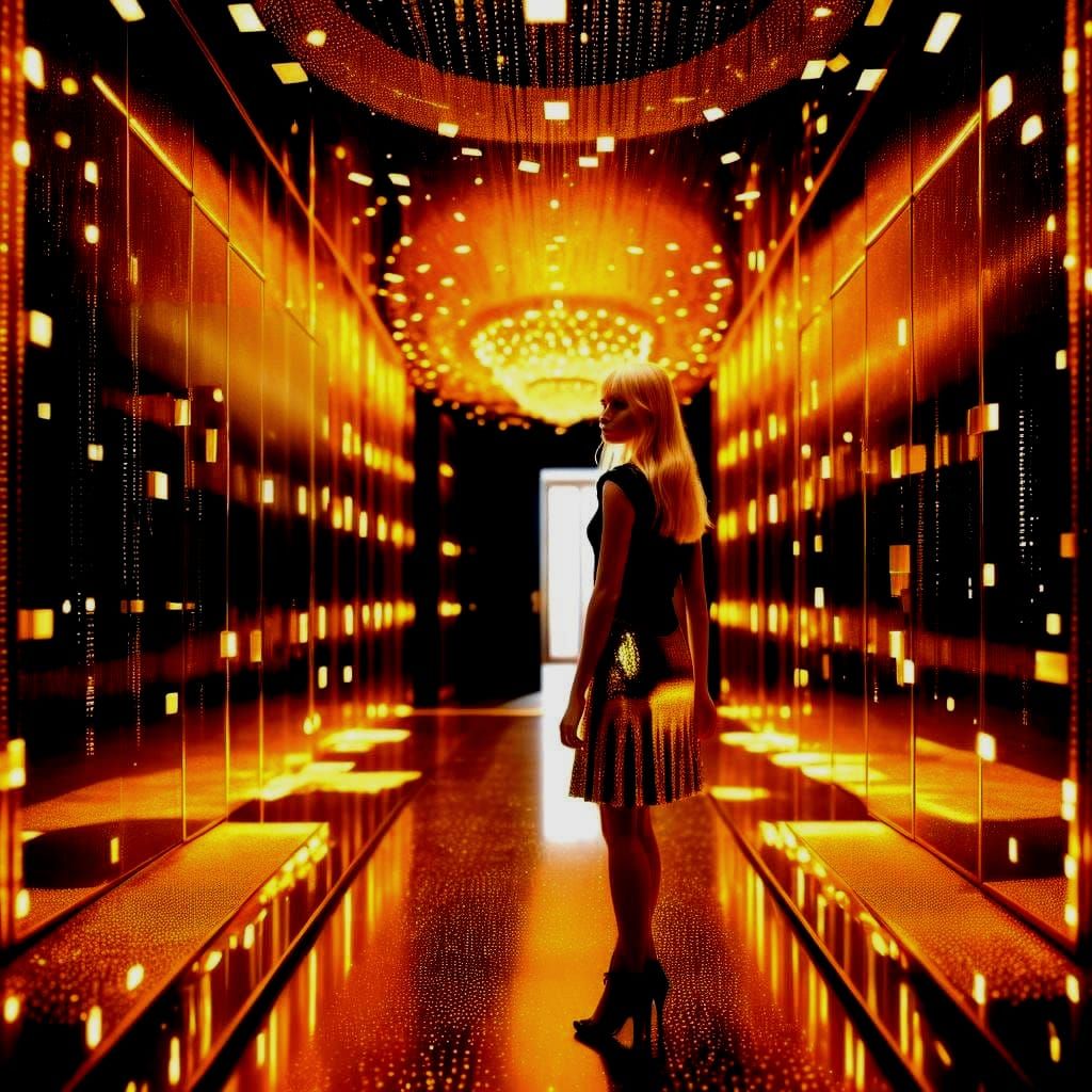 Golden Infinity Mirror Matrix with Secret Door in 3D