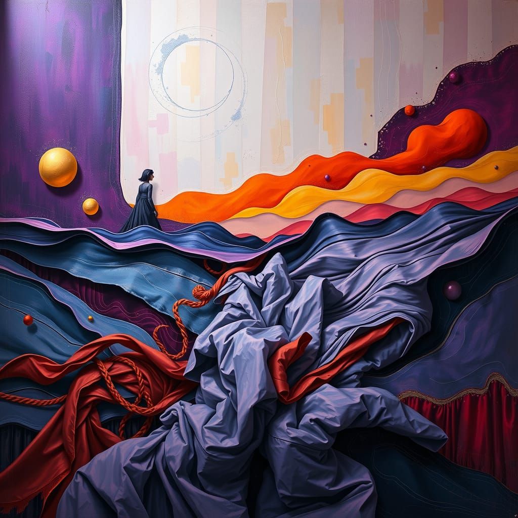 Surreal Abstract Landscape with Unseen Figure