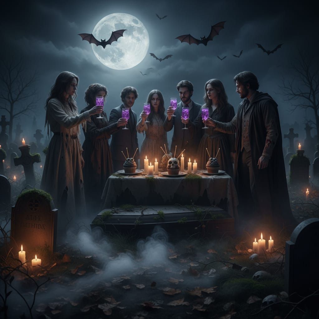 Spooky Graveyard Birthday Bash Under Full Moon