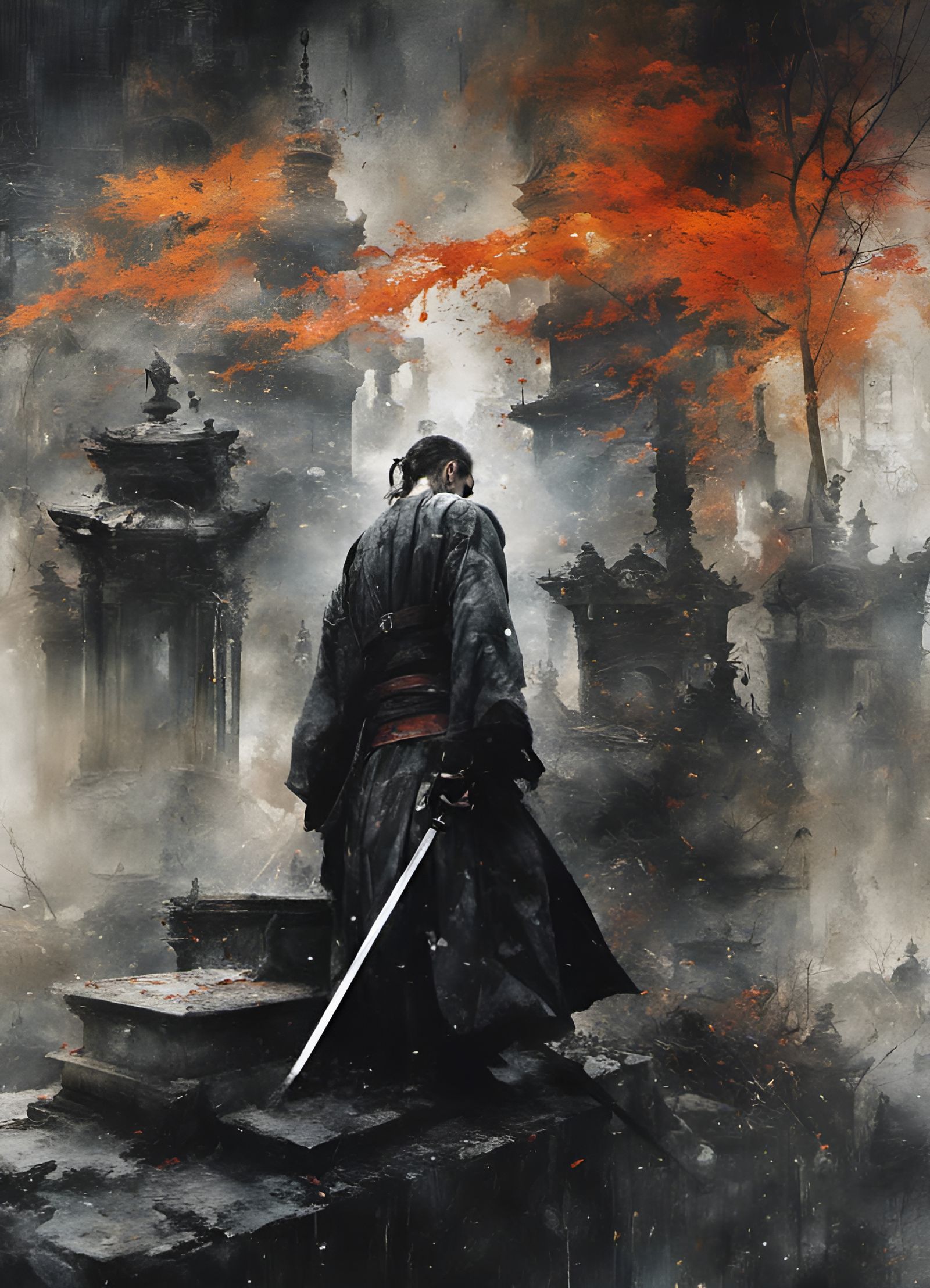 Ghost Samurai Between Worlds: Fine Art Portrait