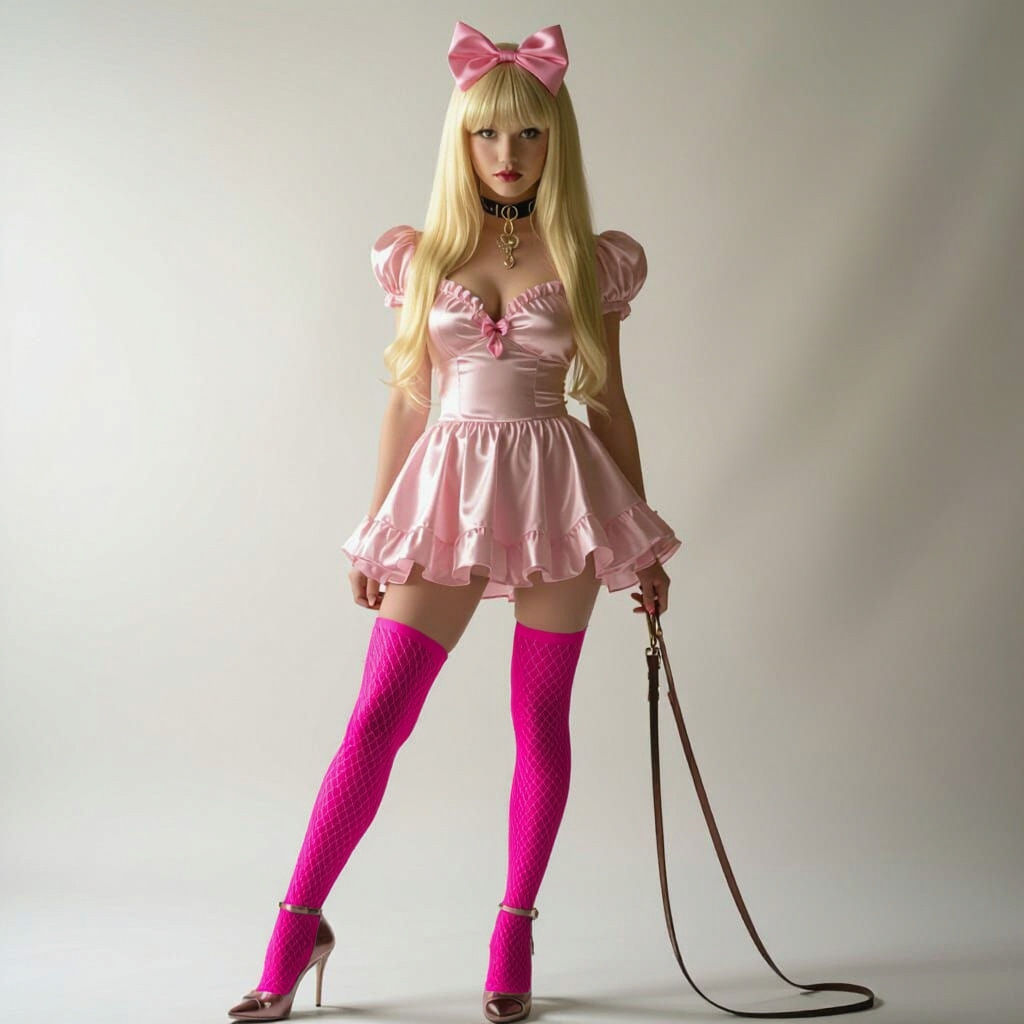 Dramatic Film Still of Figure in Babydoll Dress