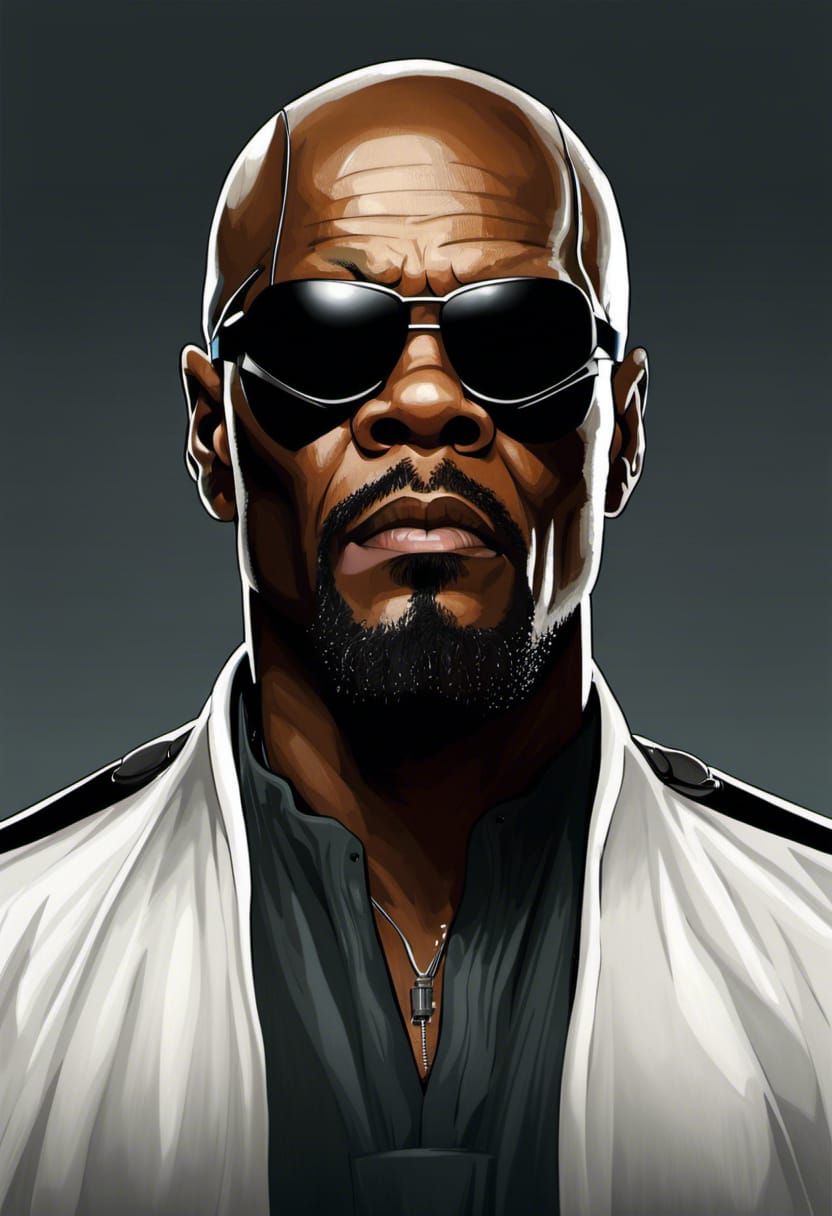 Nick Fury in Sci-Fi Aircraft, Photorealistic Portrait