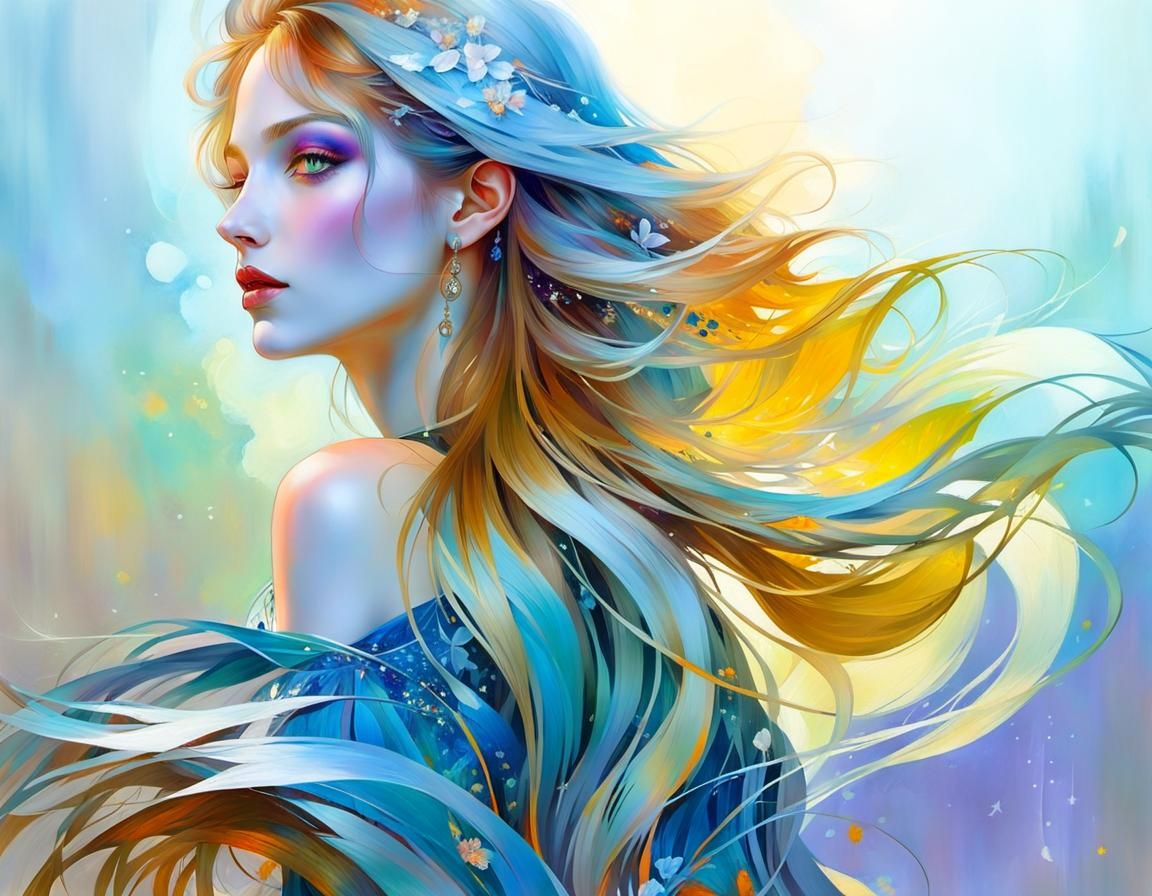 Fantasy Portrait of Girl with Wild Hair