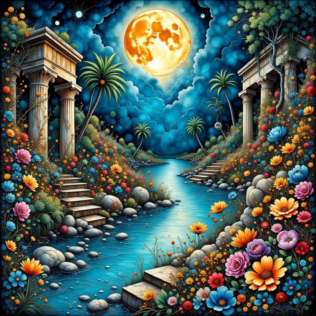 Chaotic Blue River Runs Through Ancient Greek Ruins