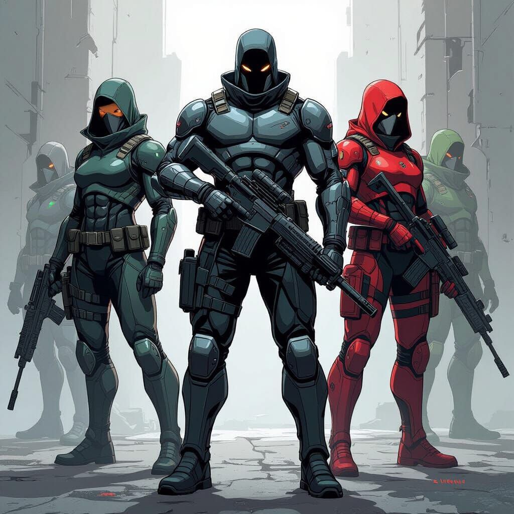 Elite Warriors in Comic Book Art Style