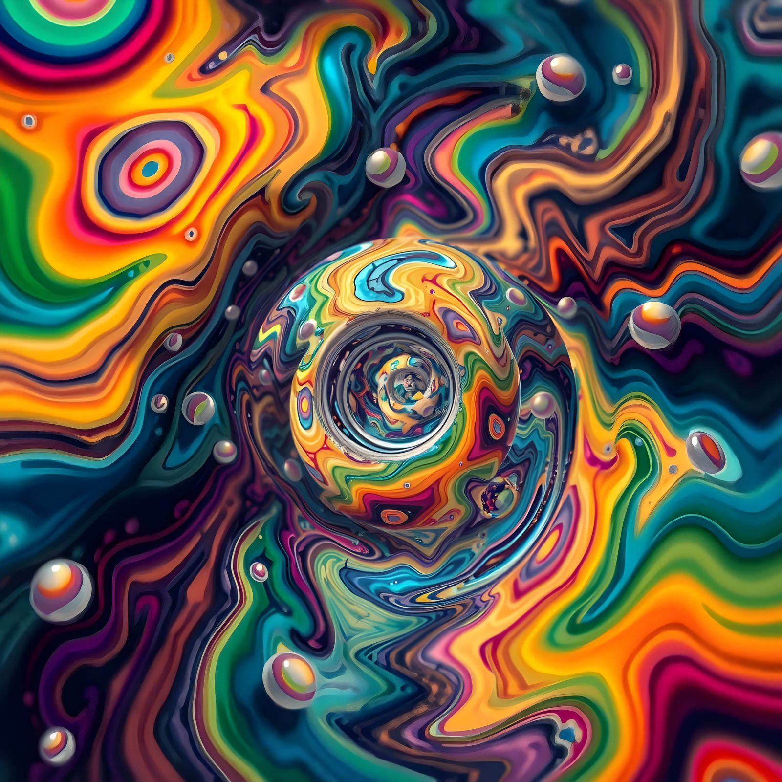Vibrant Psychedelic Dreamscape of Time's Abyss