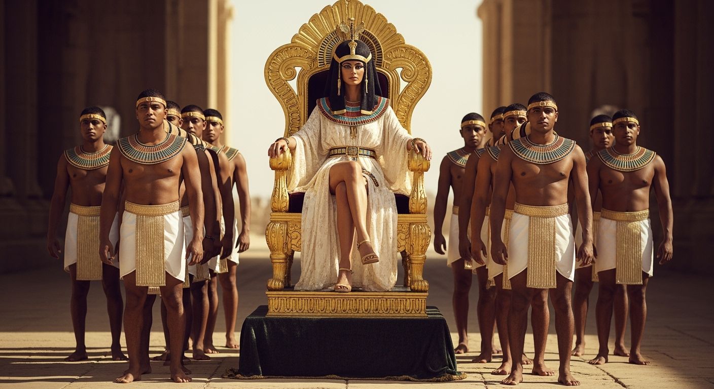 Majestic Egyptian Queen on Golden Throne