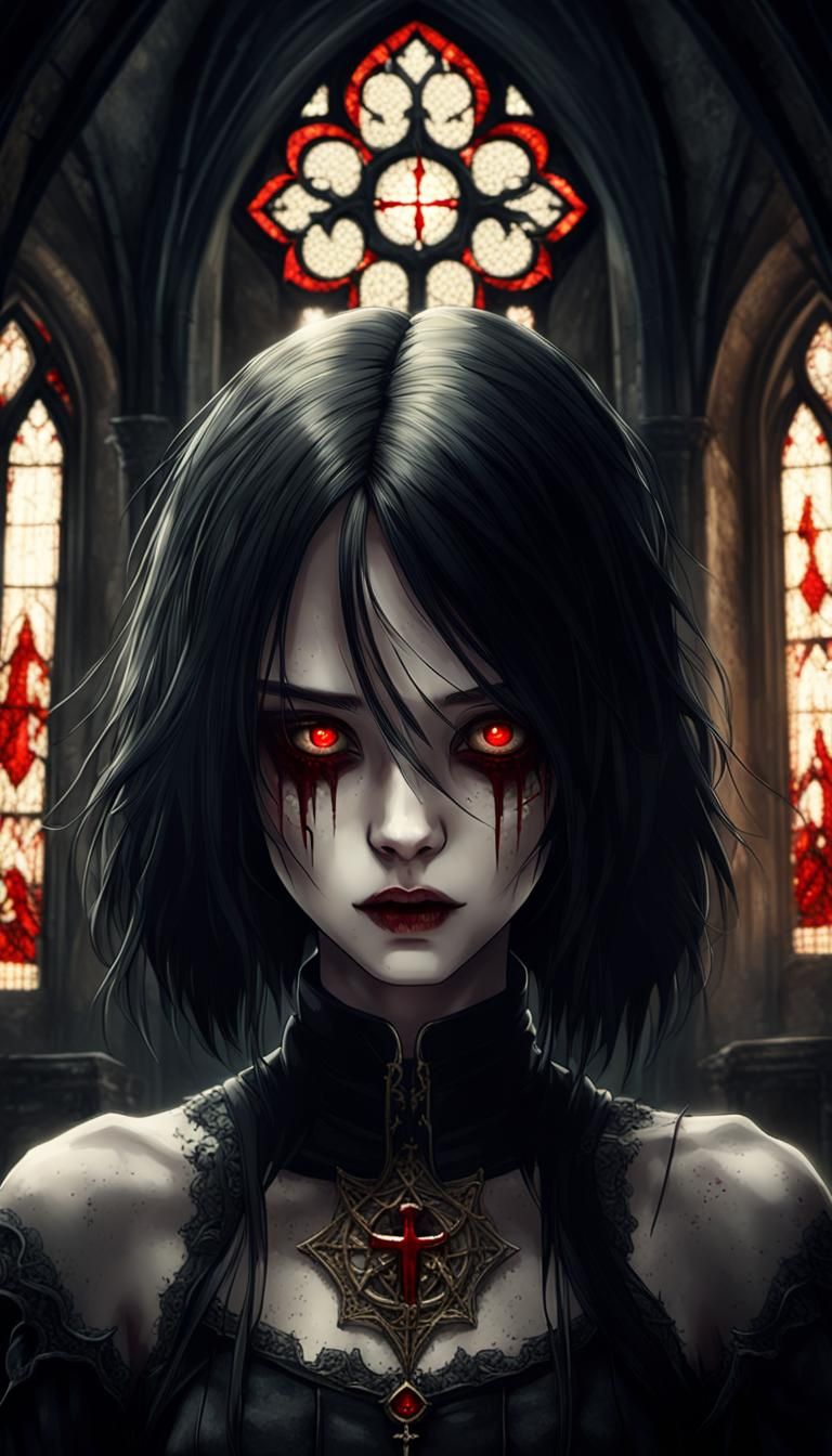 Ethereal Vampire Emerges from Shadows in a Haunting Gothic S...