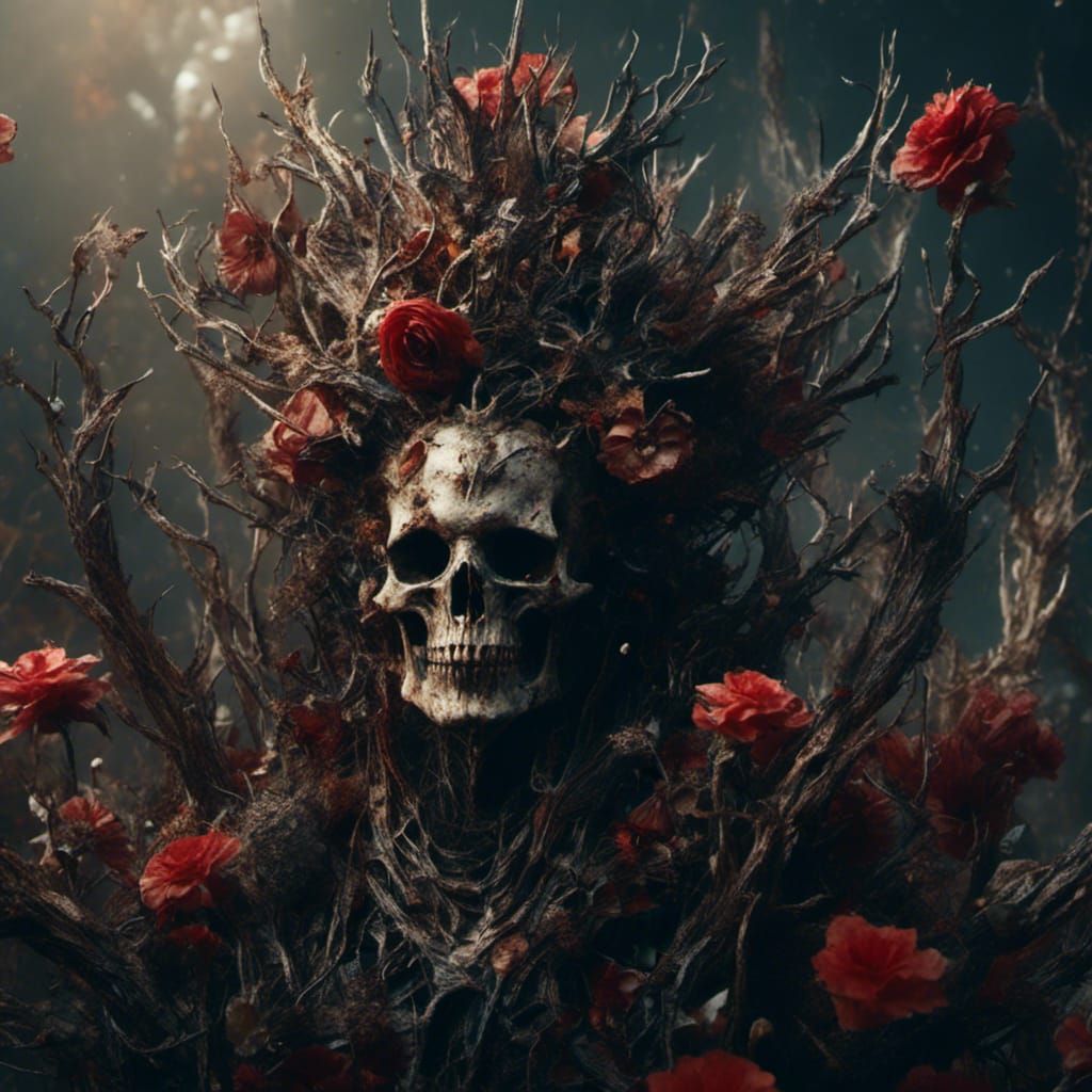 Floral Crown with Thorns in Dark Fantasy Style