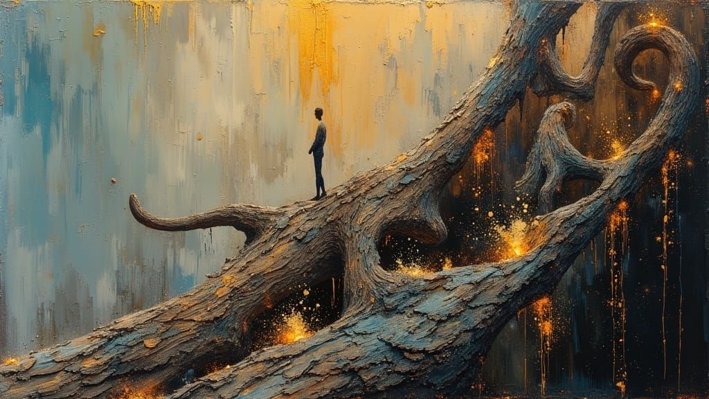 Venice Abstraction in Tree Stump with Gondolas