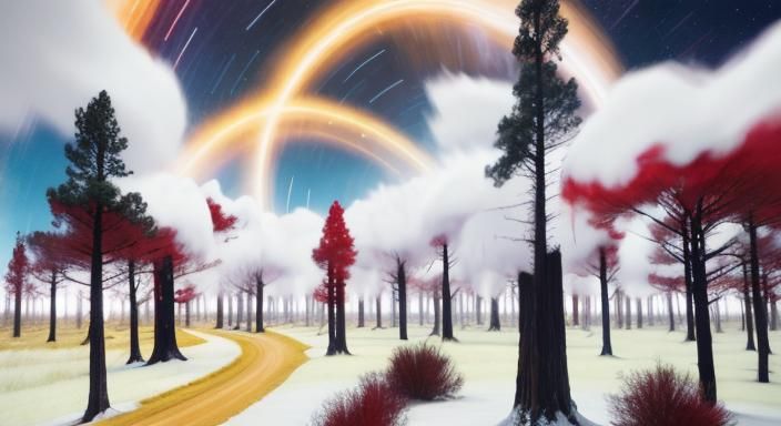 Star Trails over Crimson Forest: Astrophotography