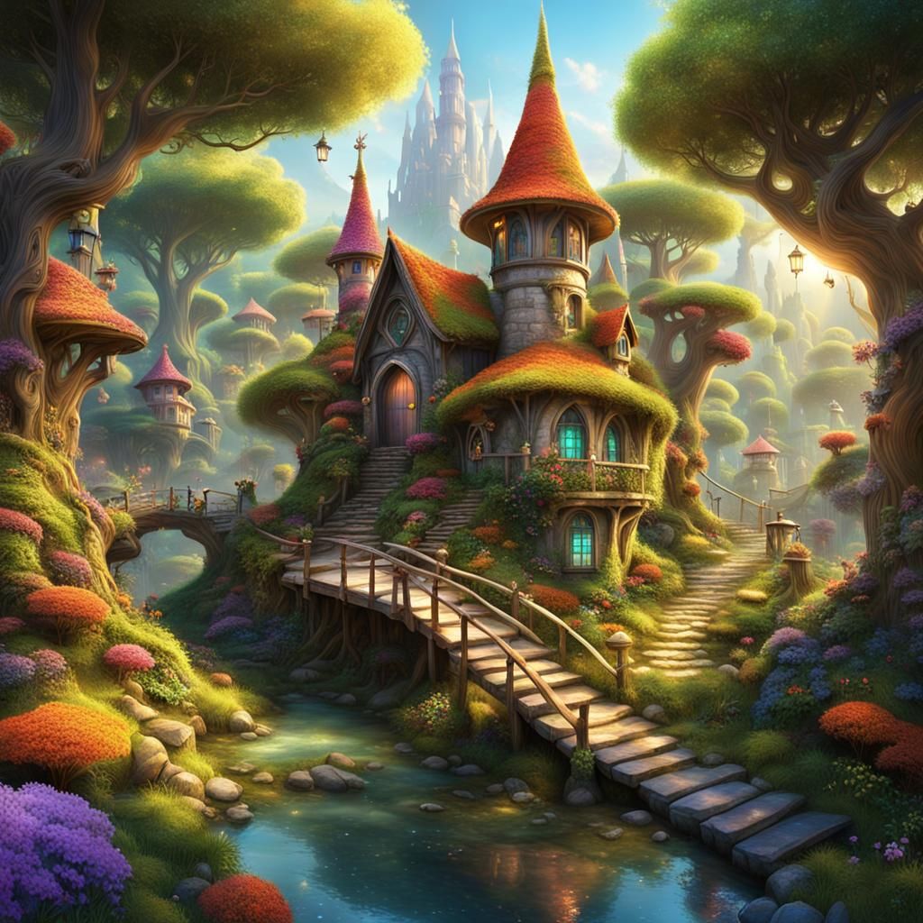 Enchanted Fairy Town in a Magical Forest