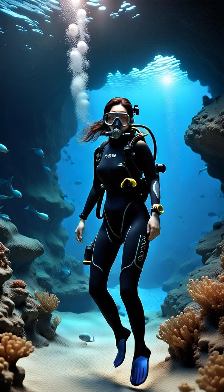 Never Dive Alone (Black Wetsuit)