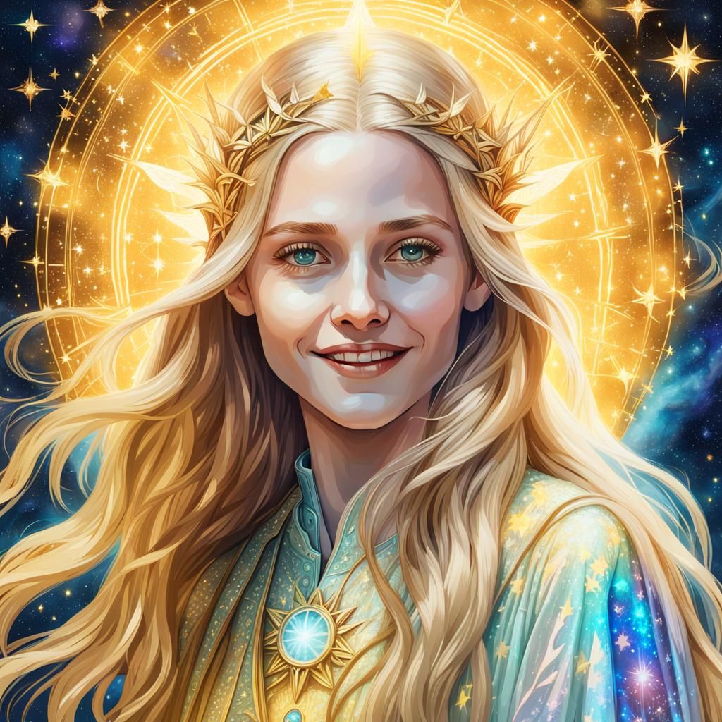Golden-Haired Woman with Shy Smile, Astral Illustration
