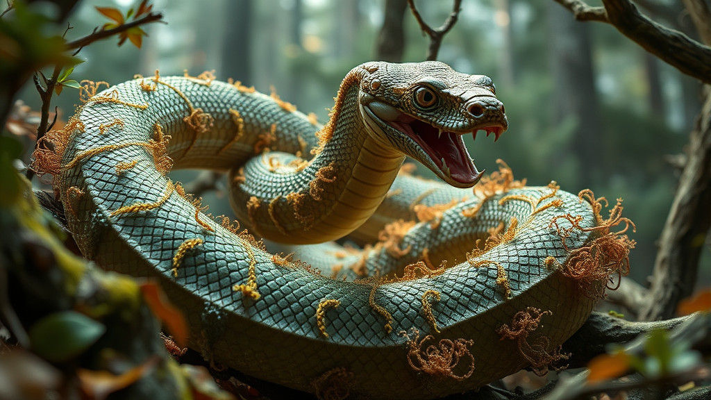 Serpent Transhumanism in Mycelium Network, Rich Colors