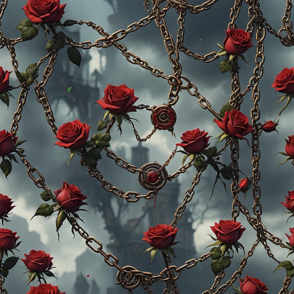 Red Rose and Chain: Detailed Fantasy Concept Art