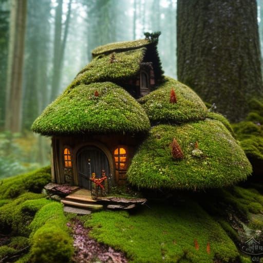 Enchanted Fairy House in Detailed Forest Scene