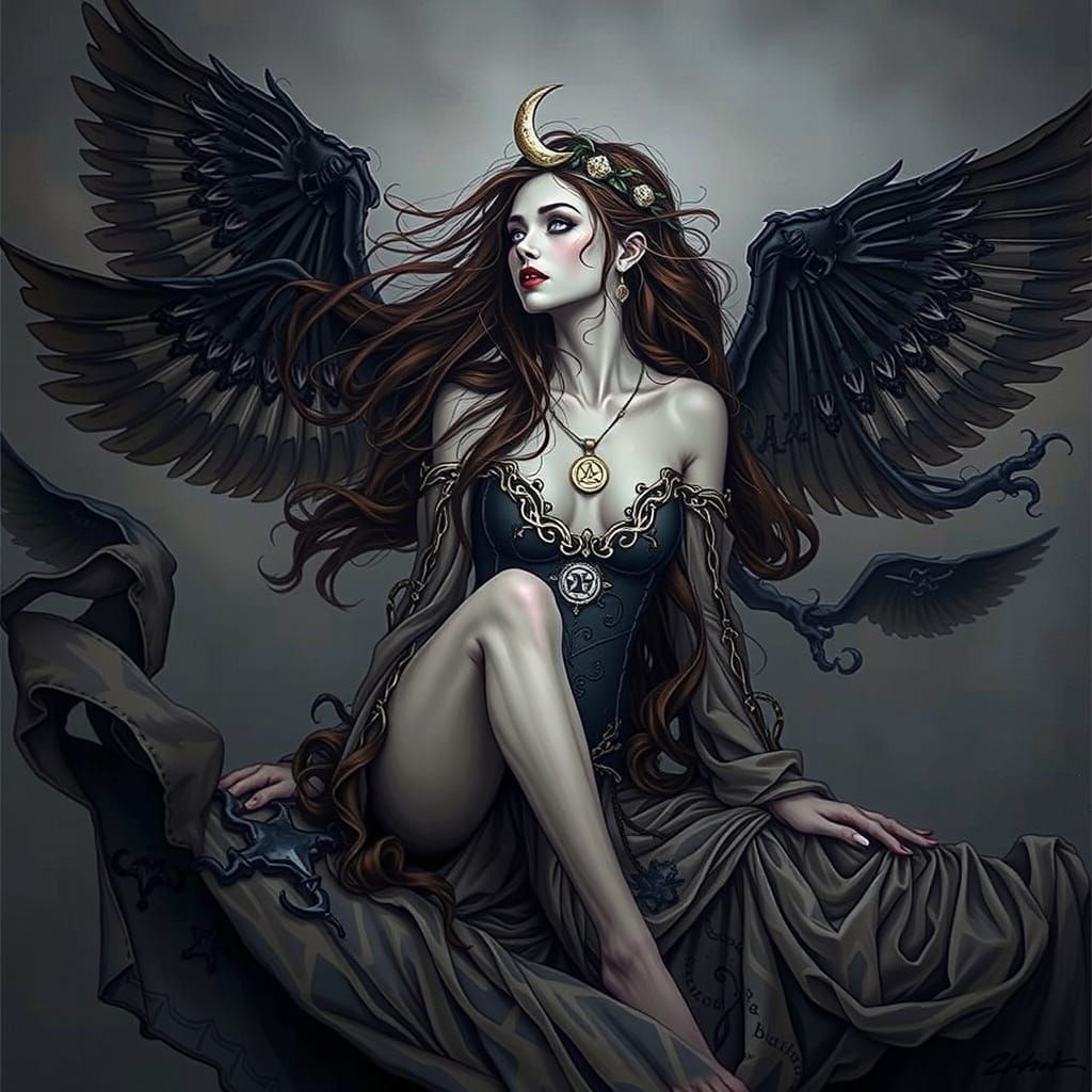 Ethereal Vampire Goddess in Twilight Elegance