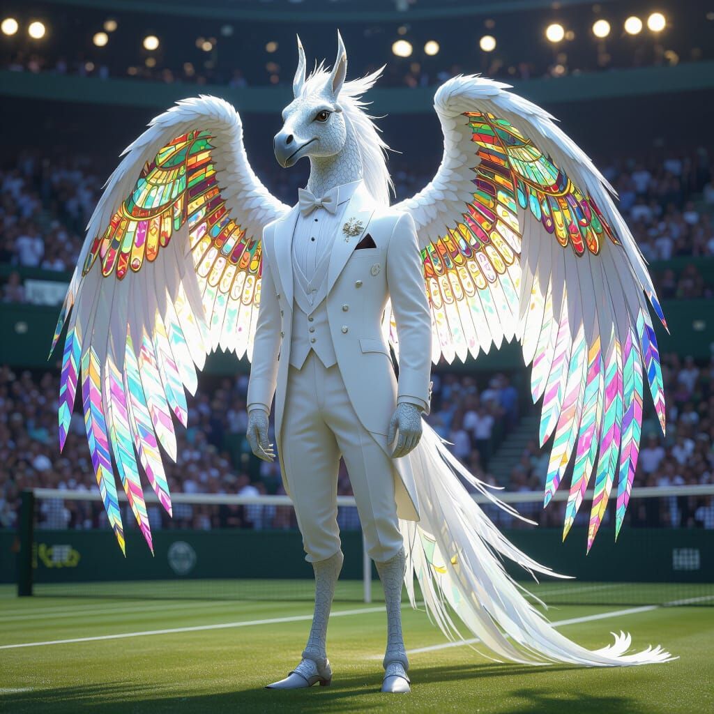 Hippogriff with Stained Glass Plumage on Wimbledon Court
