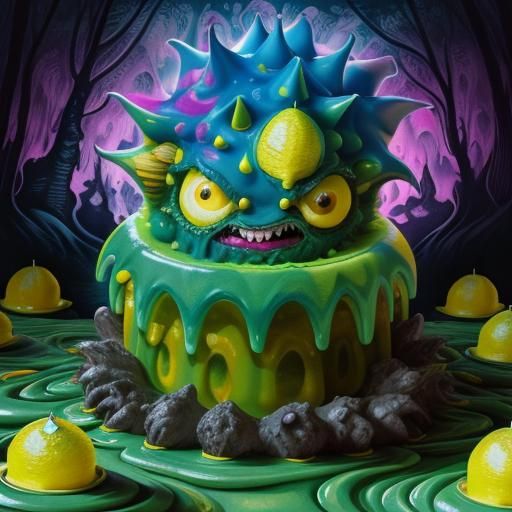 Lemon-Lime Jello Monster in Enchanted Forest