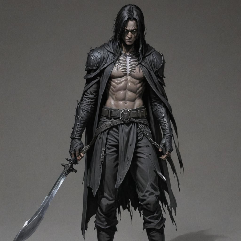 Dynamic Grimdark Manga Illustration