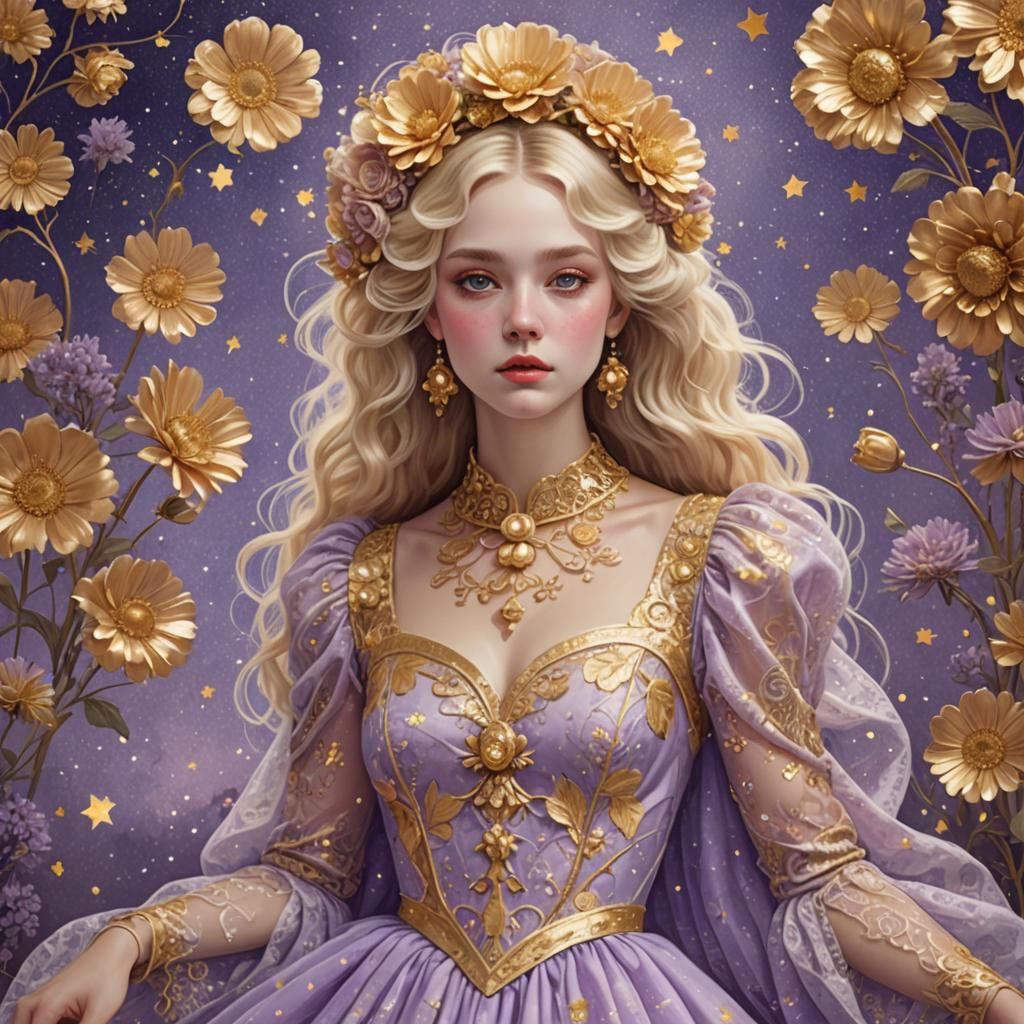 Lovely lady with pastel lavender dress