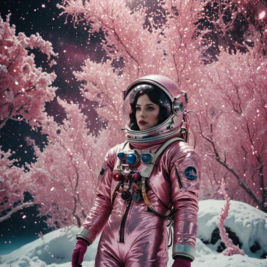 Snow White Space Mermaid with Pink Sparkles