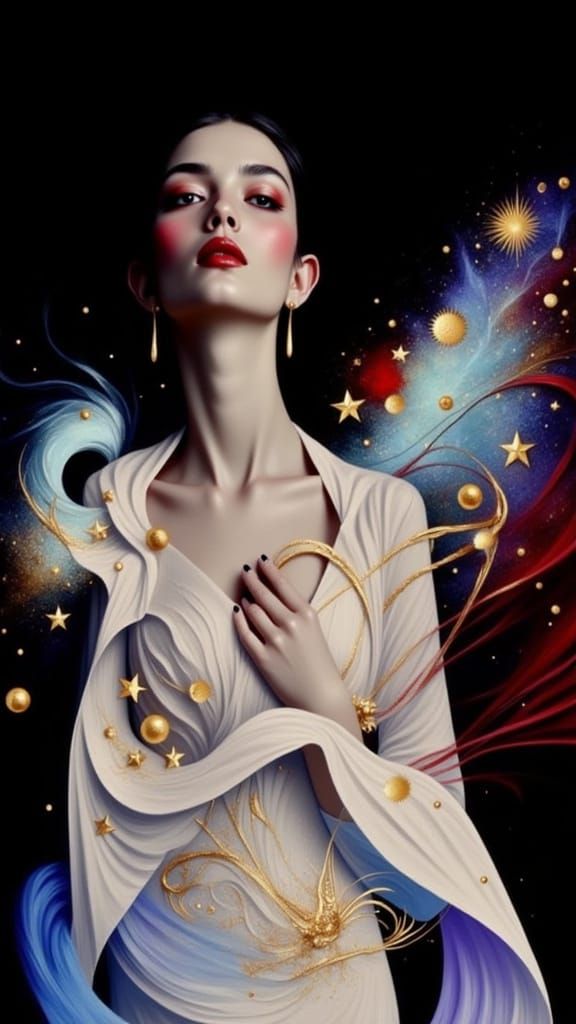 Surreal Math: Woman Contemplates Pi and Infinity