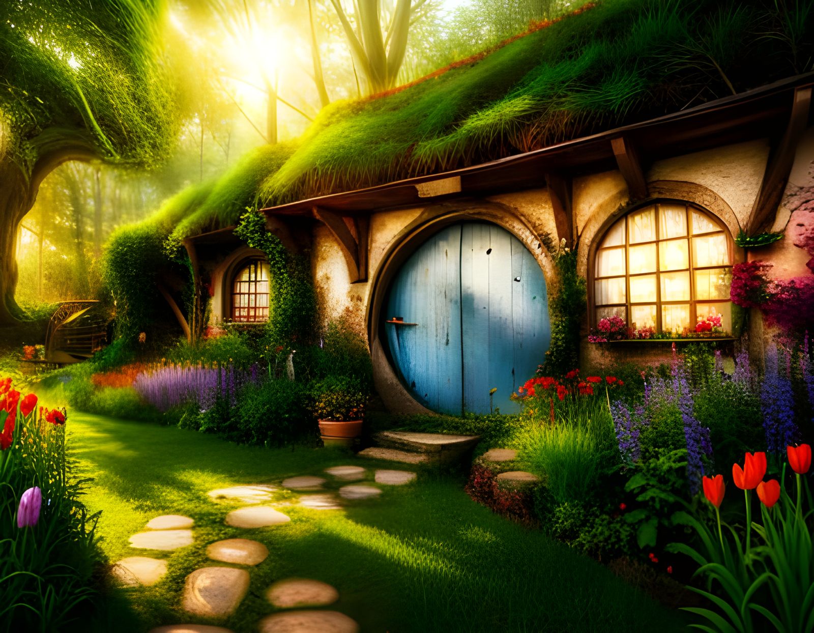 Hobbit Hole Garden in Divine Sunshine