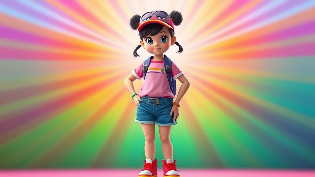 Pokémon Trainer Girl in 3D Digital Art Style