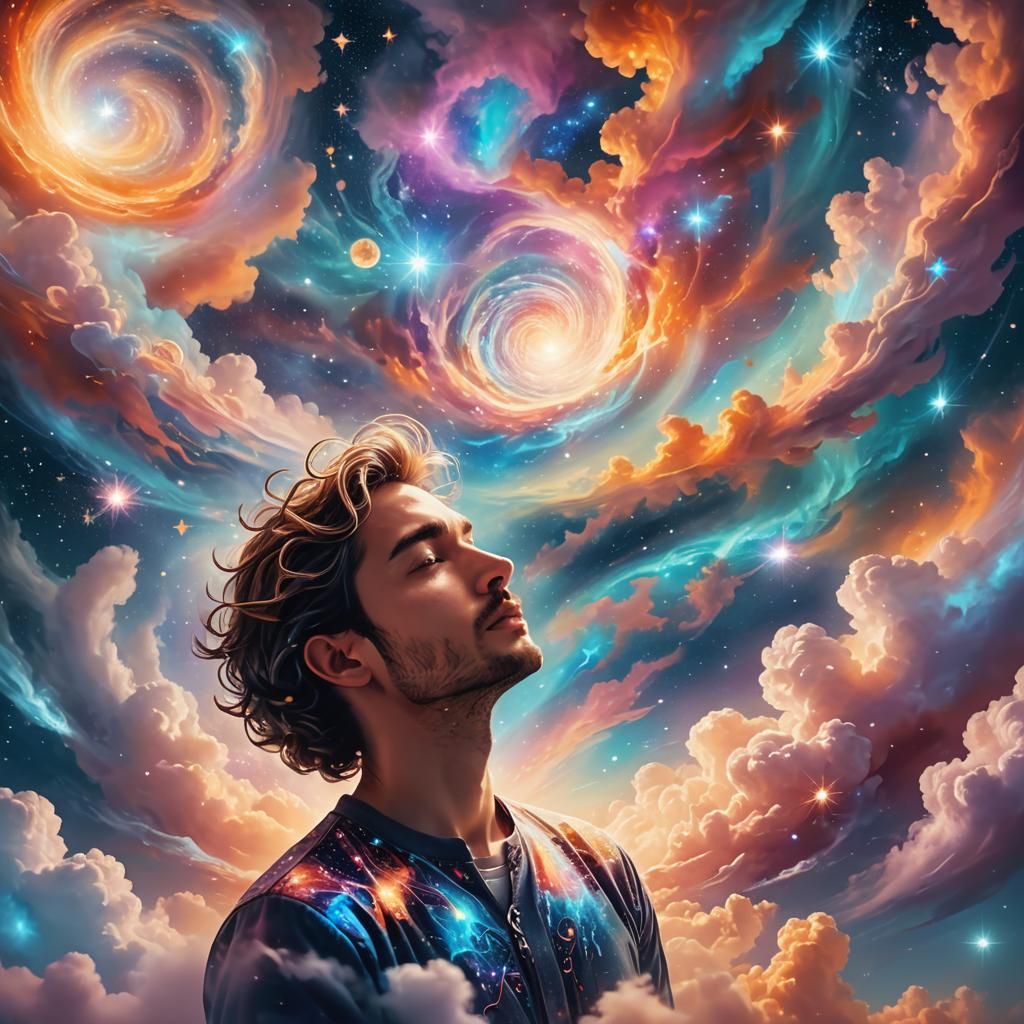 Daydream in Cosmic Surrealism with Astral Bodies