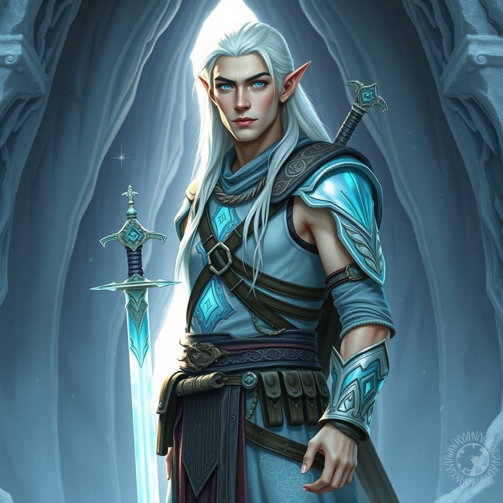 Ethereal Elf Warrior-Mage in Icy Regalia