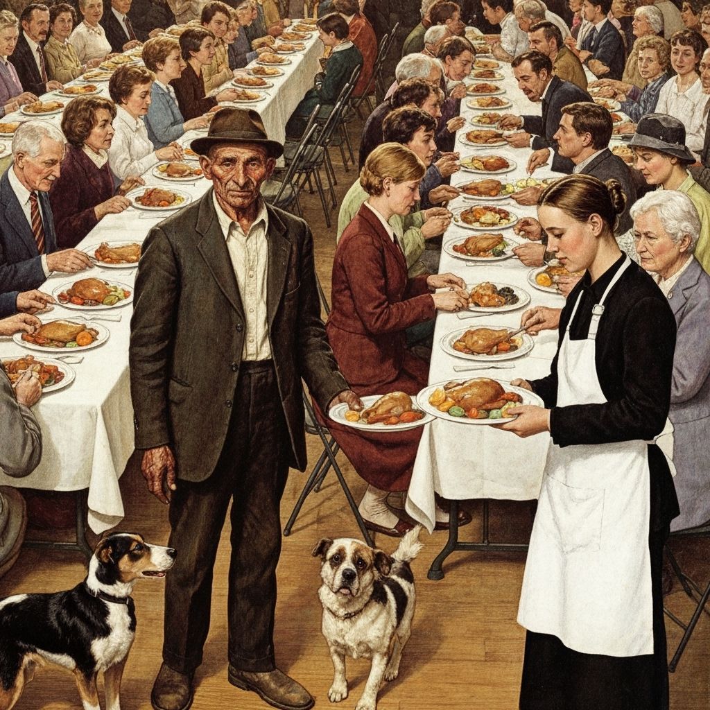 Norman Rockwell Style Thanksgiving Dinner for Homeless Man a...