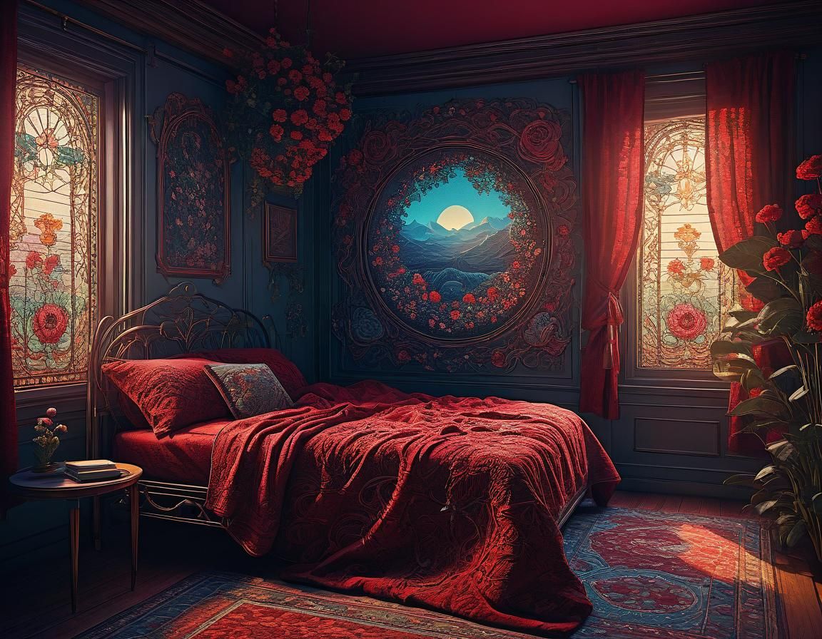 Ethereal Sleep: A Fusion of Art Nouveau and Retrofuturism