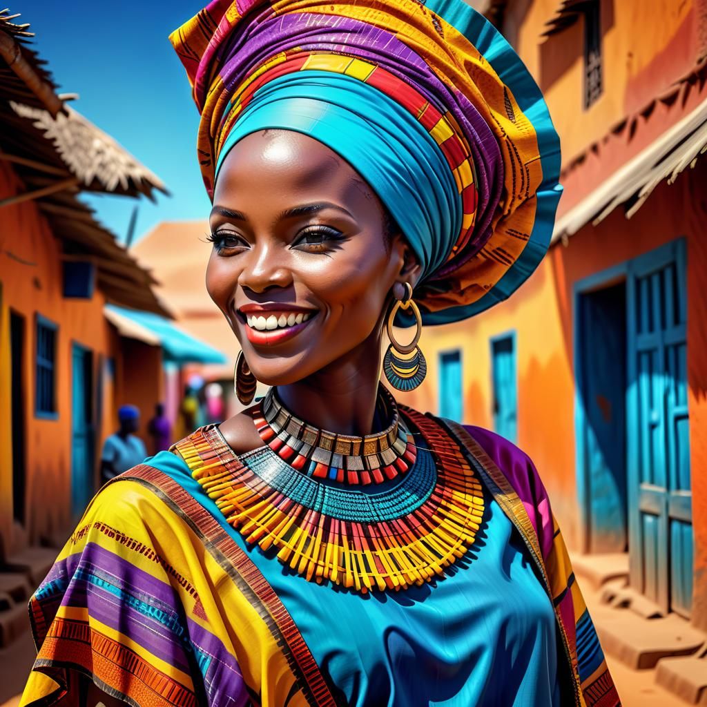 Cheerful African Lady in Vivid Colors