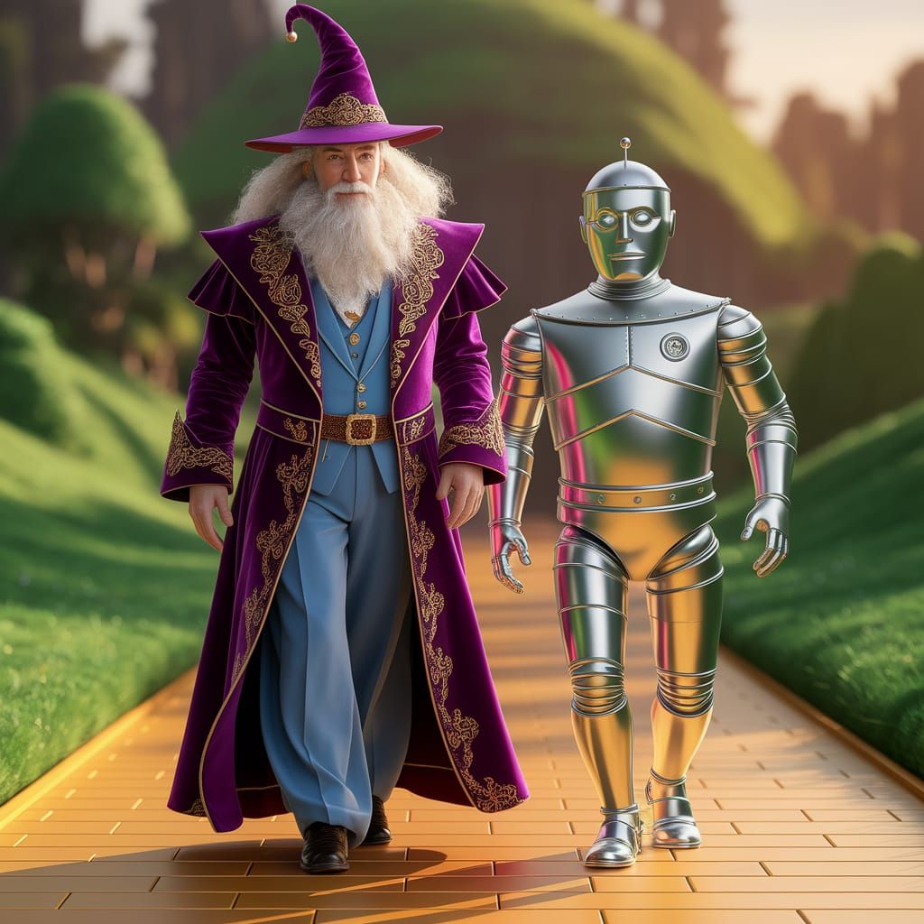 The Wizard of Oz in Golden Robes on the Yellow Brick Road