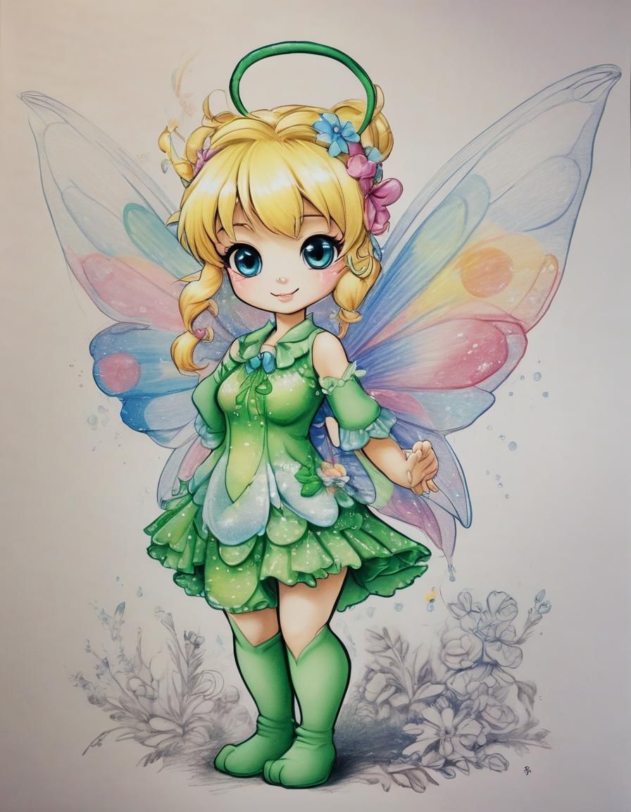 Spirited Care Bear Tinkerbell Anime Drawing