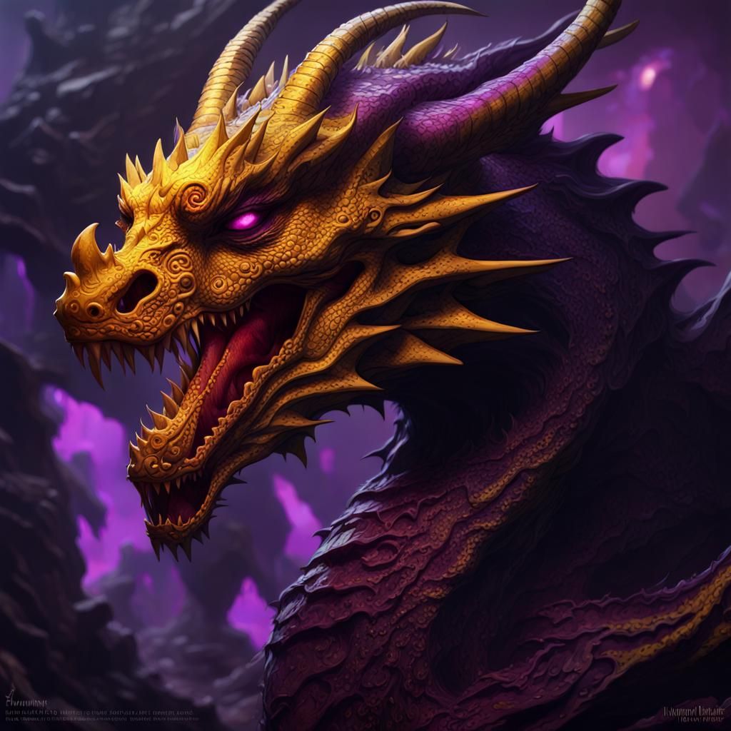 Dark Fantasy Dragon in Hyperdetailed Style