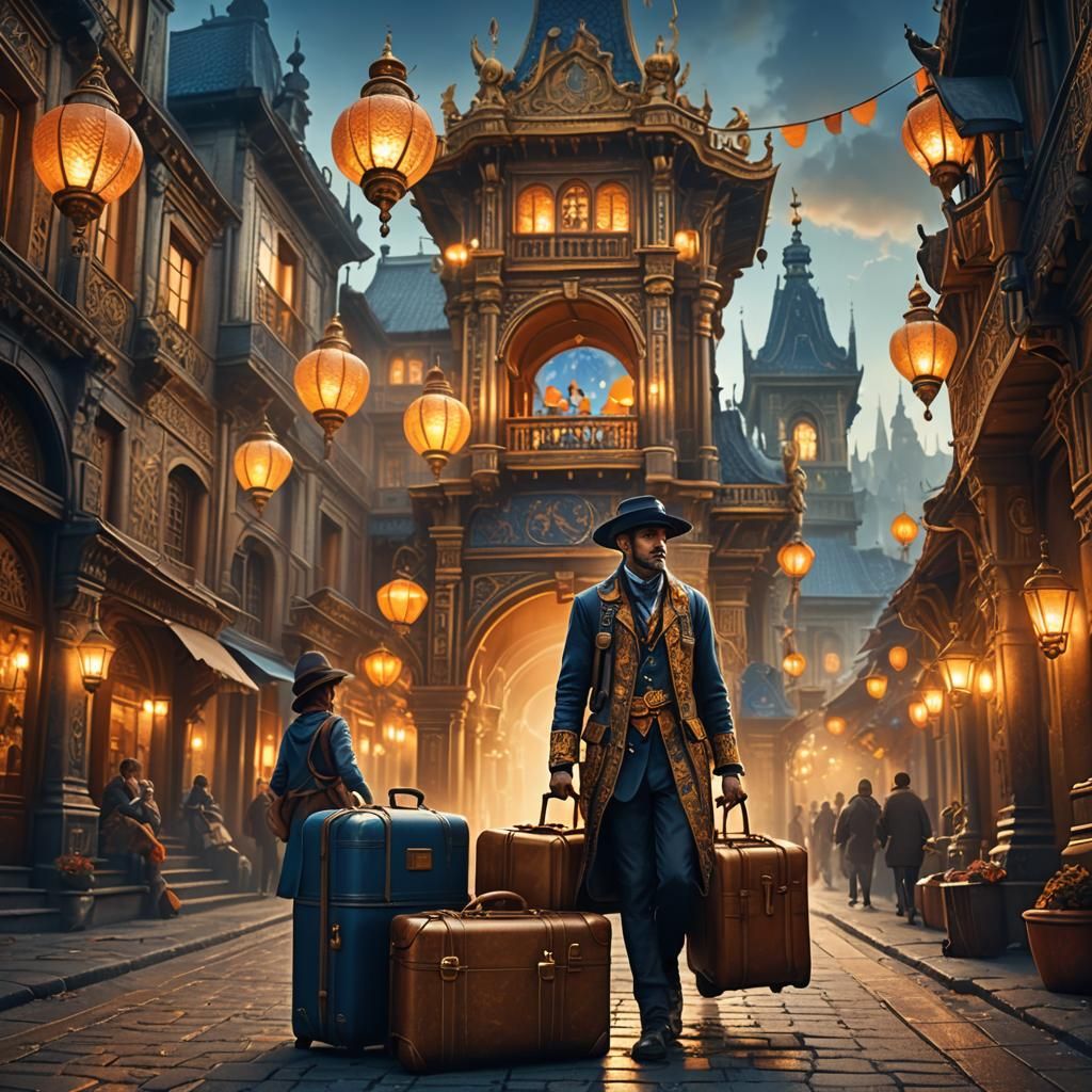 Stylish Tourist's Fantasy Adventure in Baroque Style