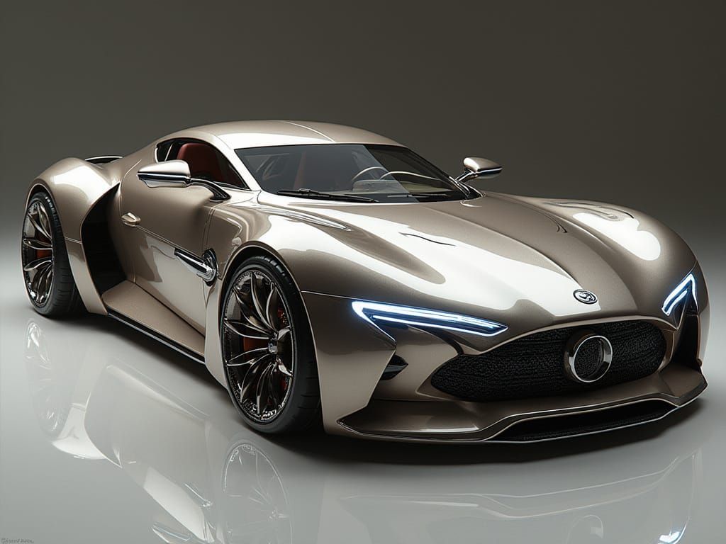 Luxurious Futuristic Car Design in Metallic Finish