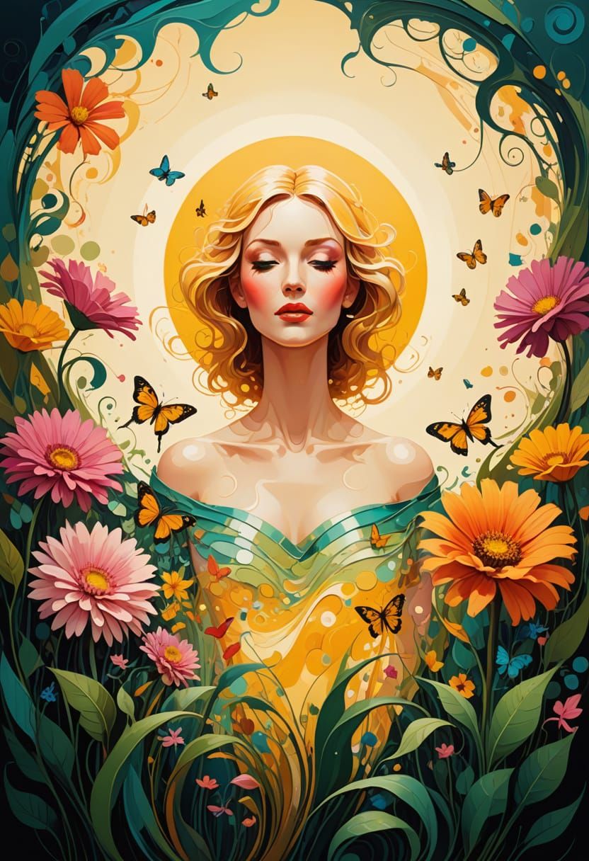 Radiant Mother Earth in Spring Landscape