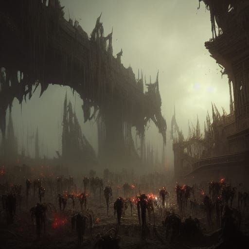Dark Fantasy Blight Horde, Detailed Digital Art