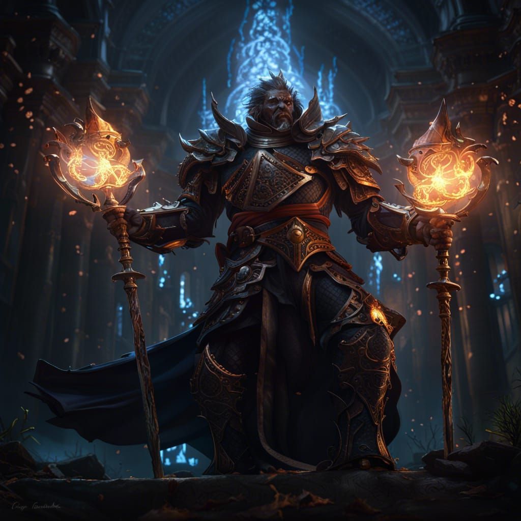 Magic Lord Knight of Arcane Magic in Dark Fantasy Style