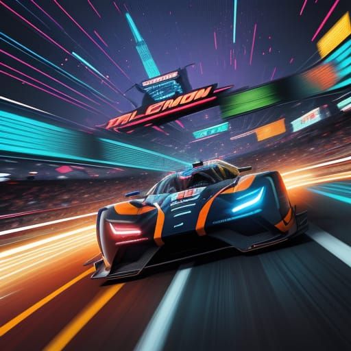 High-Speed Racing on a Futuristic Track in Comic Book Style