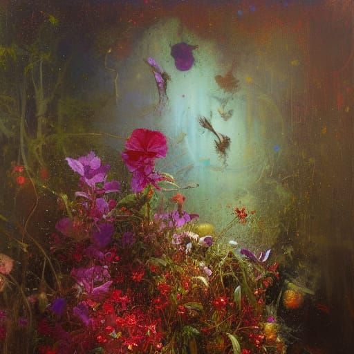 Lobelia Flower in Oil Painting Style