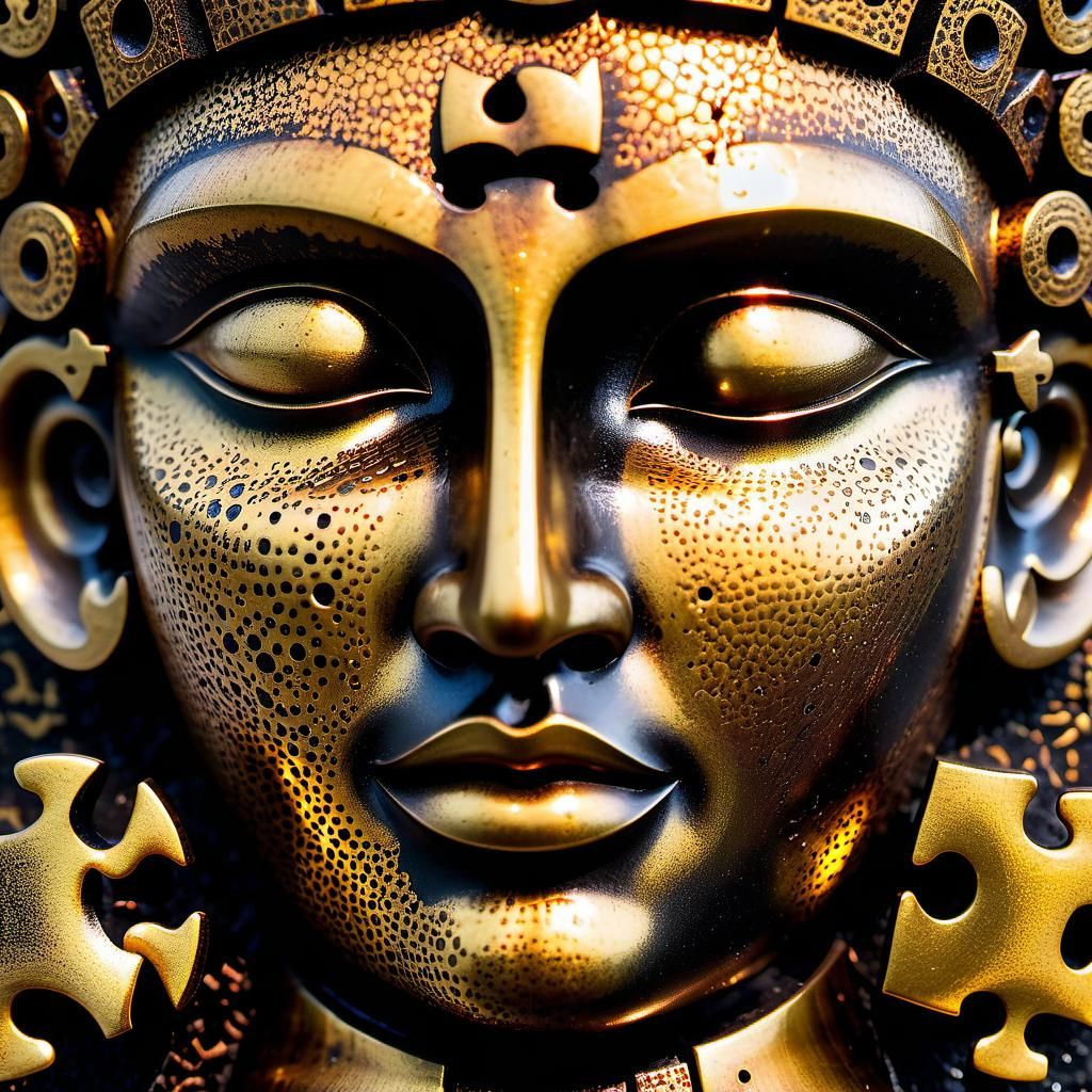 Detailed Puzzle Face in Divine Ancient Style