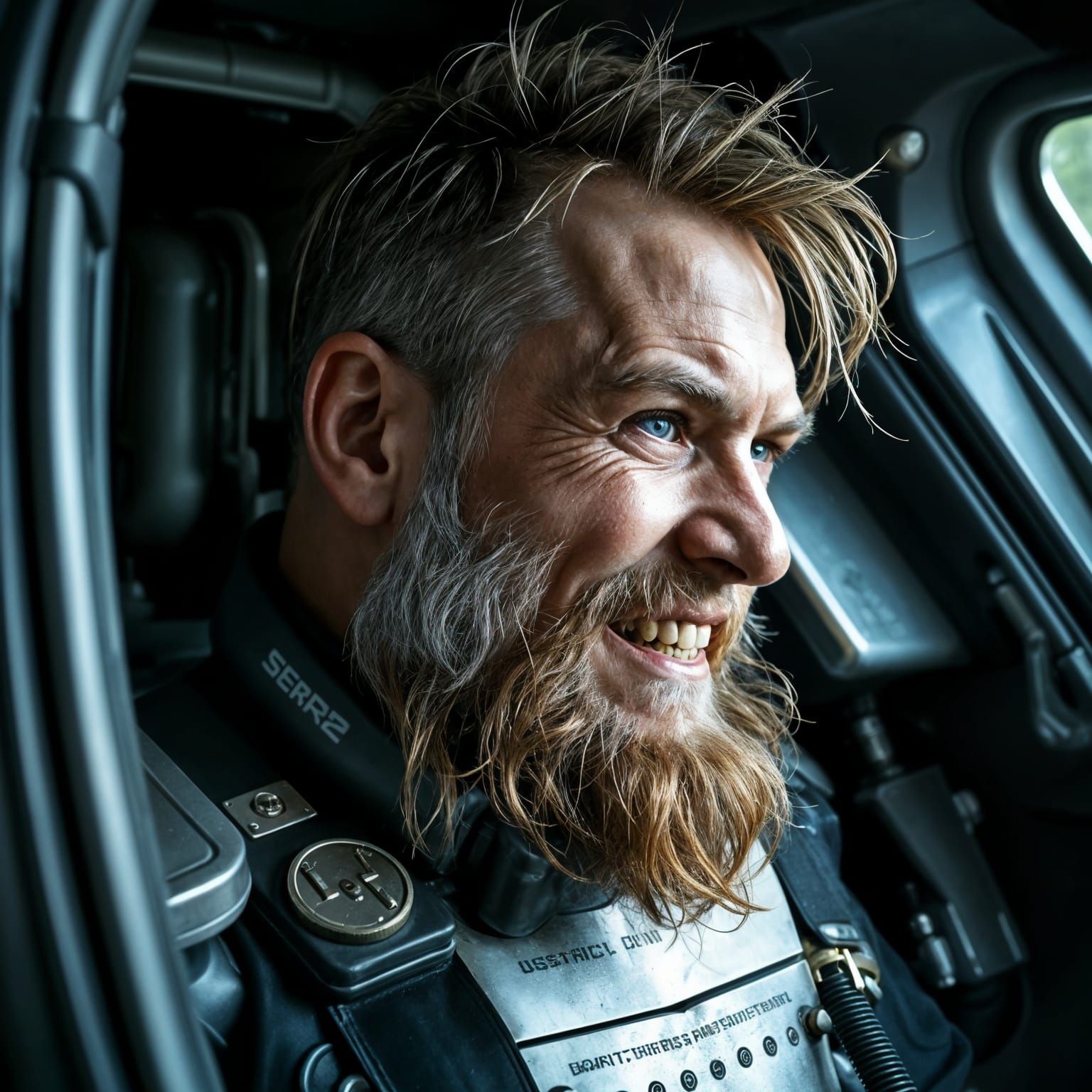 Cyborg Dwarf in Mech Cockpit: Cyberpunk Action