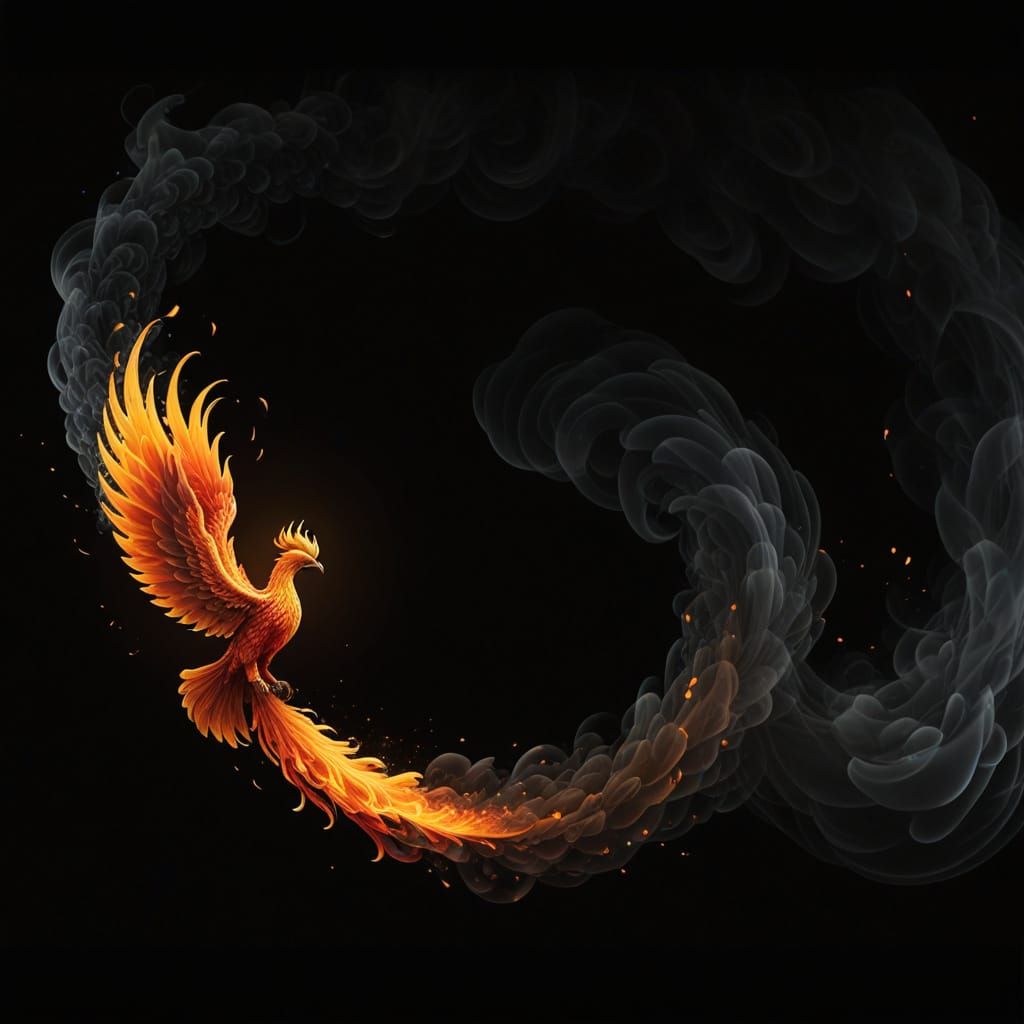 Phoenix Rising: Hyperrealistic Firebird Rebirth